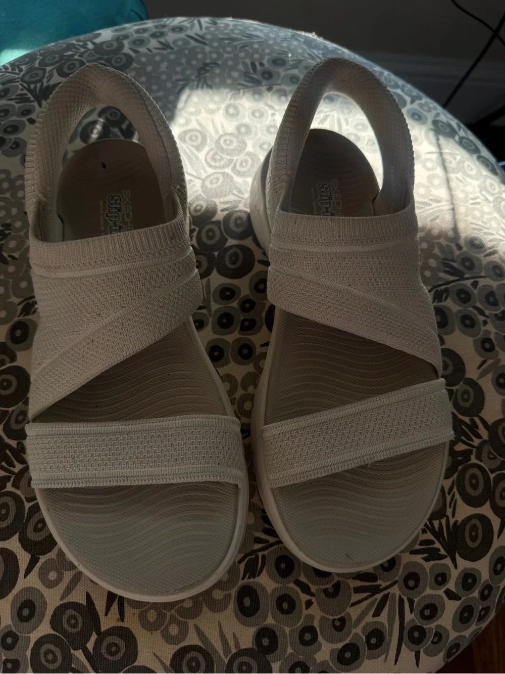 Skechers Women's White Hook-and-Loop Comfort Sandals